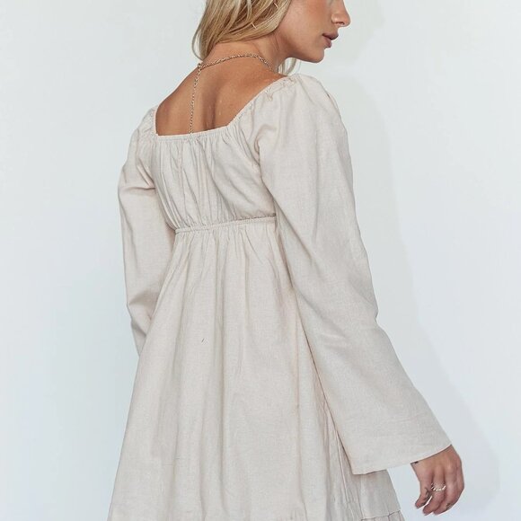 Princess Polly Empress Of Love Long Sleeve Mini Dress Beige - Picture 5 of 6